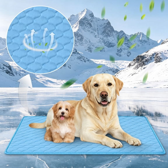 Pet Cooling Mat & Dogs&Cats Sleeping Pad Indoor & Outdoor, Cooling Blanket, Breathable Washable Portable Travel Pet Mat , Fits Crate, Floor, Sofa, Car,Multiple Sizes, Blue