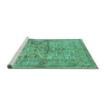 thumbnail image 2 of Ahgly Company Machine Washable Indoor Square Persian Turquoise Blue Traditional Area Rugs, 4' Square, 2 of 4
