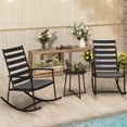 thumbnail image 7 of LAUSAINT HOME Outdoor Conversation Sets, 3-Piece Black Metal Patio Furniture Set with 2 Rocking Chairs, Gray Cushions, 7 of 7