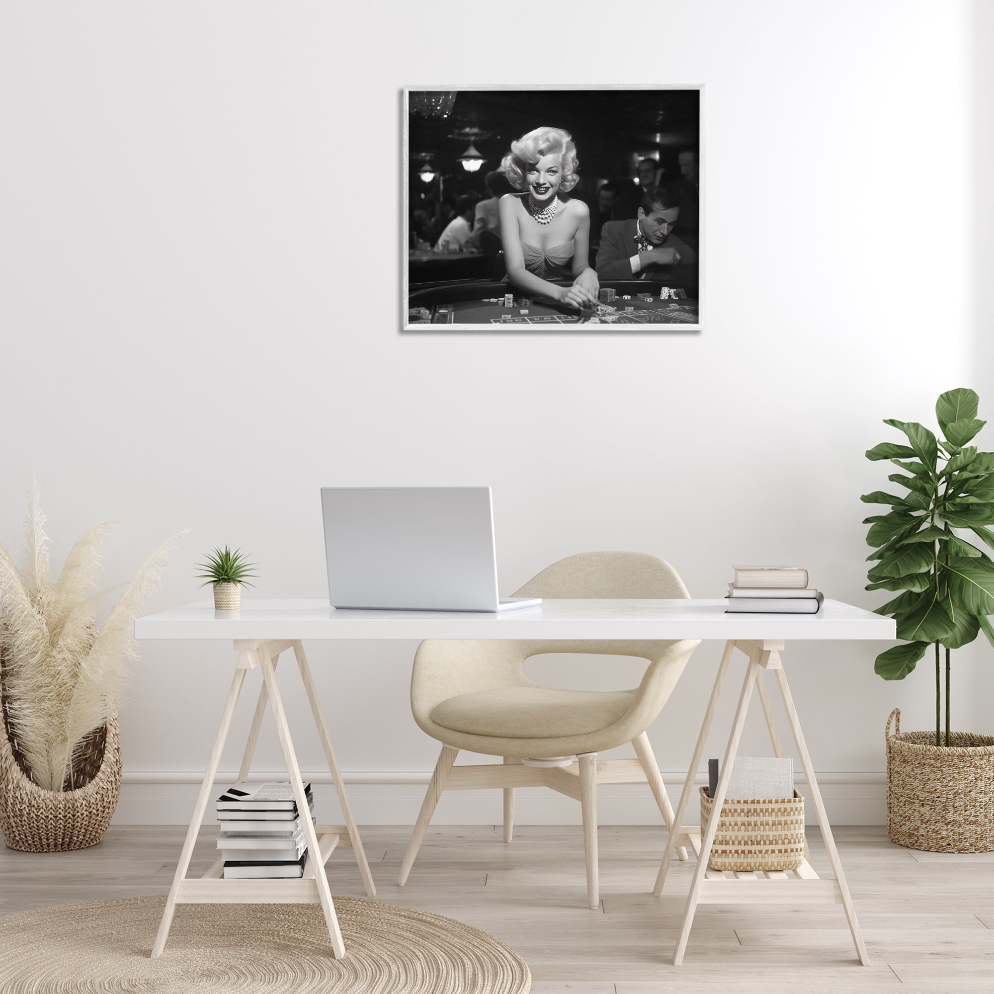 Stupell Industries Iconic Marilyn Portrait Novelty Photography White Framed Art Print Wall Art, 30 x 24