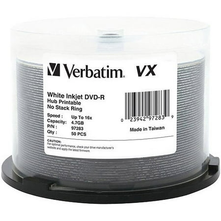 Verbatim 4.7GB up to 16x VX Hub Printable Recordable Disc DVD-R, 50-Disc Spindle