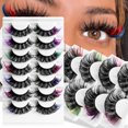 thumbnail image 4 of Pestañas postizas densas coloridas (7 colores) Pestañas 3D naturales Forma de ojo de gato Pestañas de visón Tira esponjosa, 4 of 5