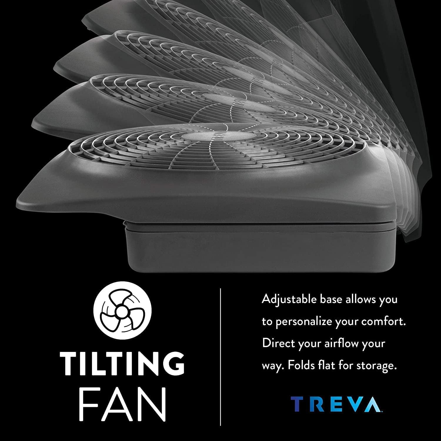 Treva 10 inch Battery Powered Portable 2 Speed Table Fan with Adapter, Gray