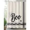 thumbnail image 2 of Fsddascl BOO Halloween Shower Curtain Set - Long 72" x 84" Washable Bathtub Curtain with 12 Hooks, Striped Horror Spi-der Web Beige Waterproof Fabric Stall Shower Curtains for Bathroom/Bathtub Décor, 2 of 6