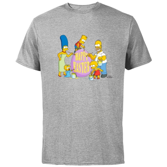 The Simpsons Family Happy Easter - Short Sleeve Cotton T-Shirt for Adults - Customized-Athletic Heather