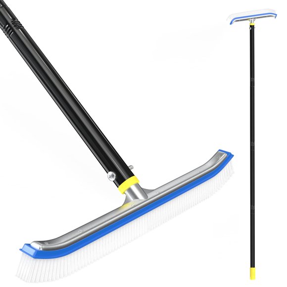 Swimming Pool Brush,Heavy Duty Pool Cleaning Brush with Adjustable Pole Length from 2.6-6FT,18" Polished Nylon Bristles Pool Brush