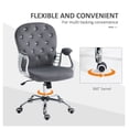 thumbnail image 6 of Dark Gray Desk Chair, Button Tufted Office Chair with Armrests, 6 of 9
