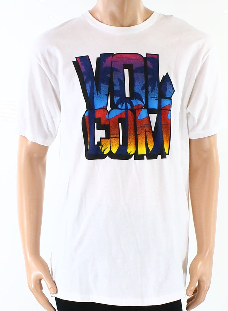 NEW White Mens Size Large L Logo Graphic Print Tee T