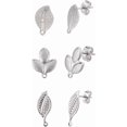 thumbnail image 1 of 6 pendientes de acero inoxidable de 3 estilos, con forma de hoja y tuercas de 0,7 mm, para hacer joyas., 1 of 4