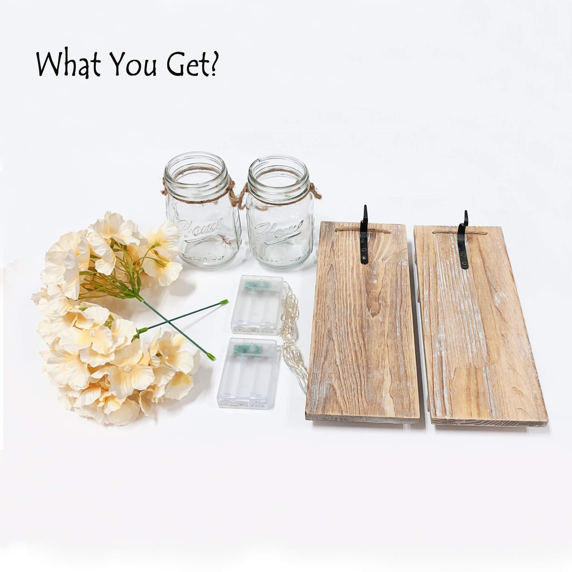 Details about   Besuerte Mason Jar Wall Sconces with LED Fairy Lights Automatic On and Off Ti... 