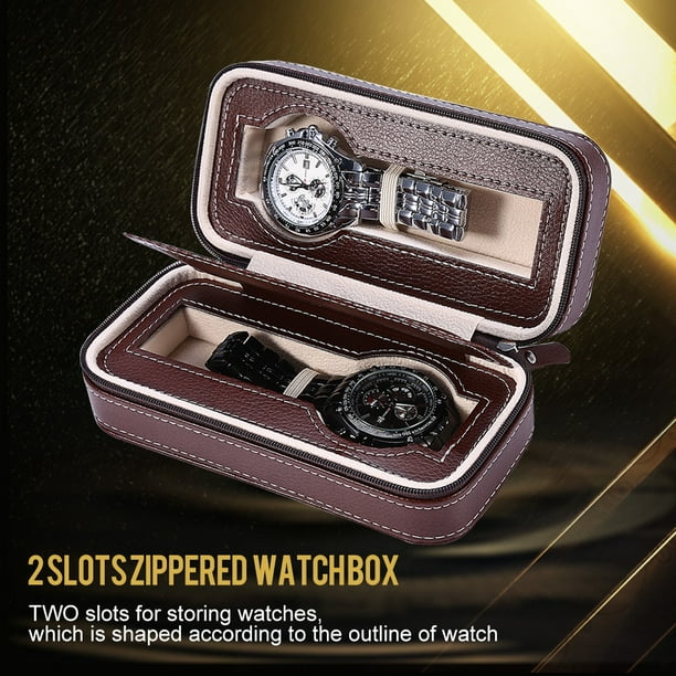 Soporte para reloj de pulsera, 2 ranuras, organizador de relojes para parejas, estuche de almacenamiento para relojes, rendimiento finamente ajustado