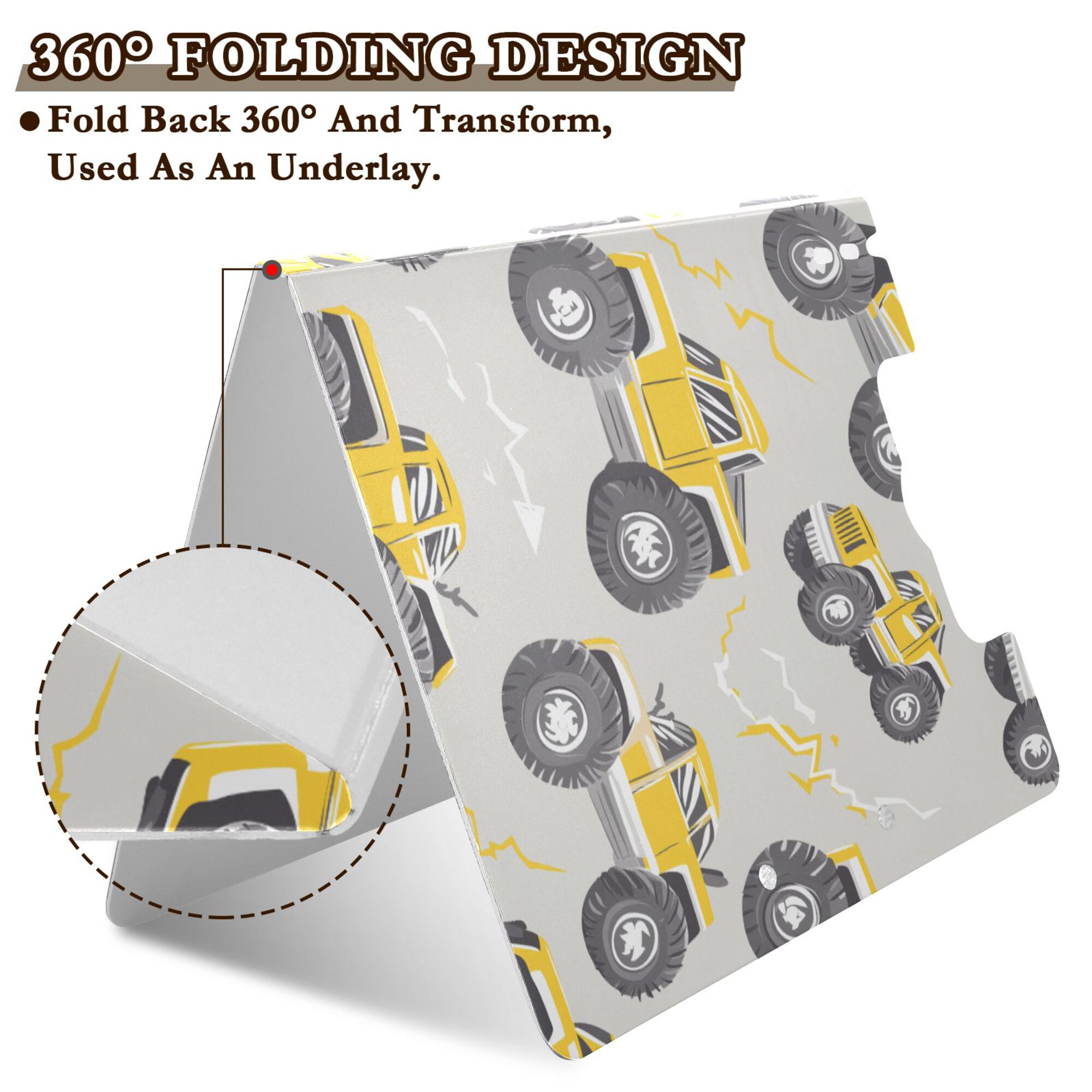 FORMRS A4 Clipboard Folder with Pen Holder Horizontal Foldable School Office Binder, Trucks Pattern