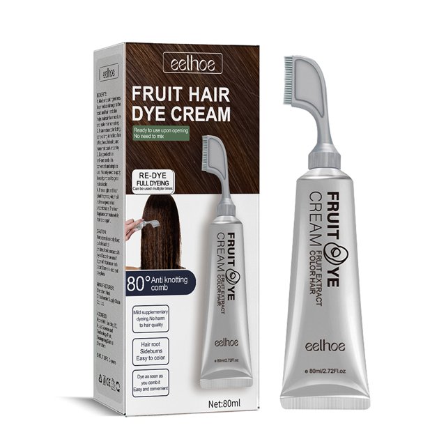 Champú de tinte para el cabello Kuymtek a base de hierbas naturales 80 ml con peine castaño