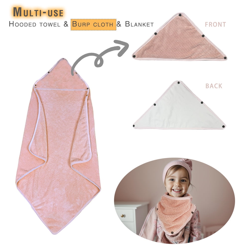 3 in 1 Baby hooded towel, removable hood, 2 pack