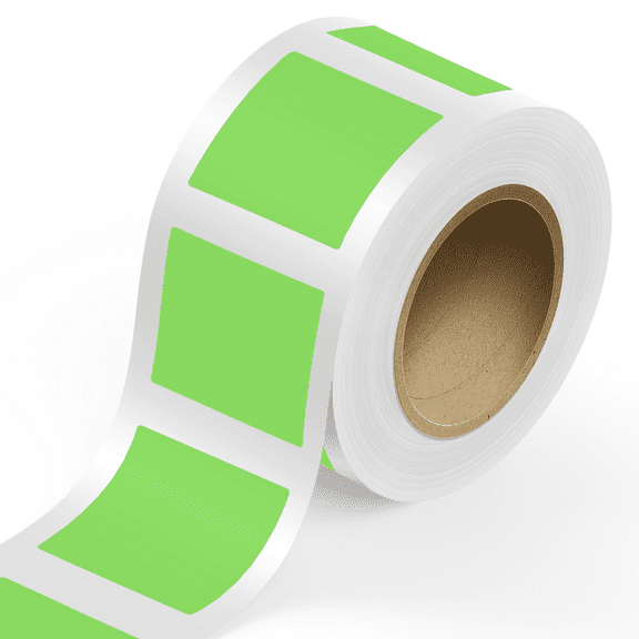 JAM Paper Standard Label Rolls, Square, 4 x 4, Neon Green, 125 Labels/Roll