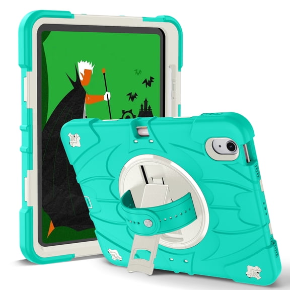 Dteck for iPad Air 11 inch 7th (M3) 2025 / 6th (M2) 2024, Heavy Duty Shockproof Protective Case Stand and Hand/Shoulder Strap for iPad Air 6th Generation Cover with Pen Holder, Mint