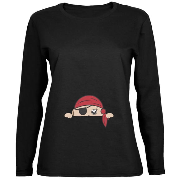 Old Glory Womens Halloween Peeking Baby Pirate Long Sleeve T Shirt