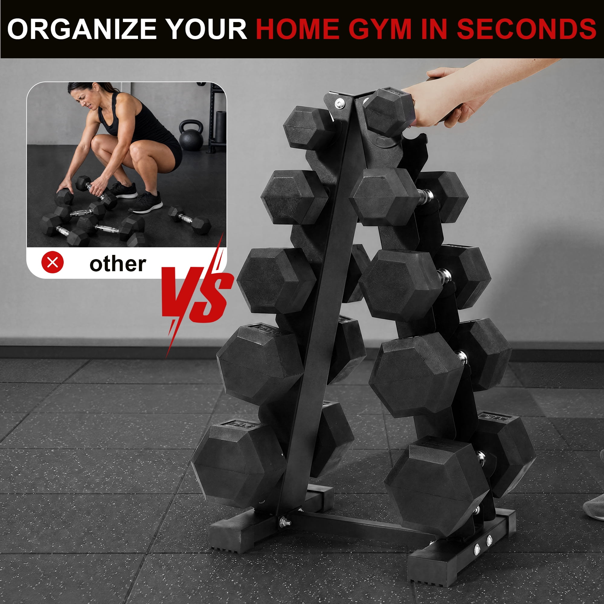 BalanceFrom Rubber Coated Hex Dumbbell Set, 150 lb Total, 5–25 lb Pairs for Home Gym Strength Training