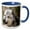 Blue/White, variant on 3drose, Grey Wolf with Ears Back, 11oz Two-tone Green Mug