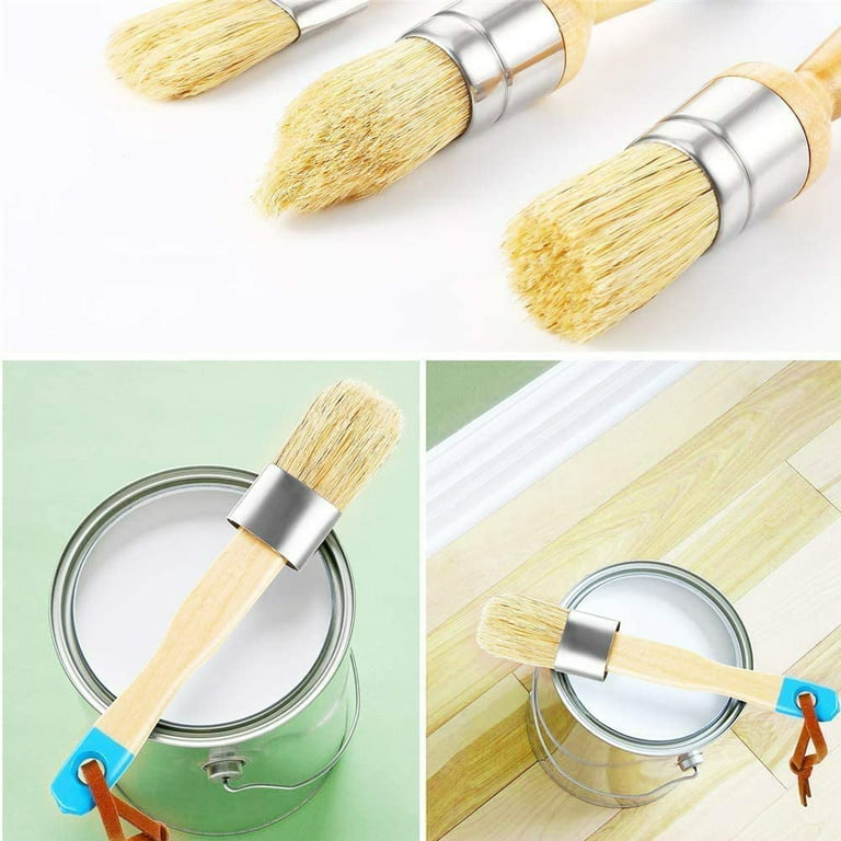 Natural Bristles Chalk & Wax Paint Brush Set Home Décor Small Size