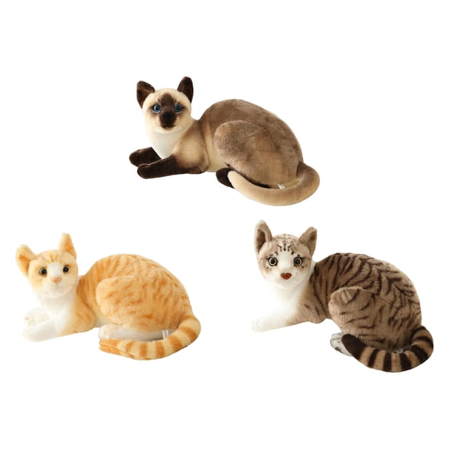 3x juguetes de peluche de gato de simulación muñecas cojín decoración de peluche decoración del hogar adornos suministros para manualidades art Situado Sunnimix Juguetes de peluche
