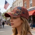 thumbnail image 4 of 250 Anniversary USA Hat - Distressed Denim Hat 1776–2026 Print Patriotic Baseball Cap with Adjustable Buckle,Red, 4 of 5