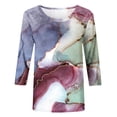thumbnail image 5 of ICHUANYI Clearance Women's Fashion Printed Loose T-shirt Mid-length 3/4 Sleeves Blouse Round Neck Casual Tops(Pink, M) ICHUANYI WER2023081403486, 5 of 5