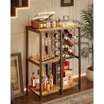 3-Tier Wine Rack Cabinet, Modern Liquor & Coffee Bar Cart with Shelves, Glass Holder and Power Socket, Bar Table for Kitchen, Dining Room