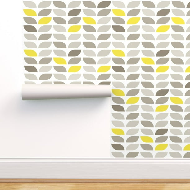 Peel & Stick Wallpaper 12ft x 2ft - Geometric Pattern Leaf Winter Mid Century Modern Retro Leaves Custom Removable Wallpaper by Spoonflower - Peel & Stick Wallpaper 12ft x 2ft - Geometric Pattern Leaf Winter Mid Century Modern Retro Leaves Custom Removable Wallpaper by Spoonflower -