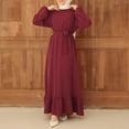 thumbnail image 2 of OGLCCG Robe Kaftan Abaya pour Femmes Musulmane Manches Longues Ceinture Robe Maxi Fluide Soirée Islamique, 2 of 9