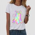thumbnail image 2 of TOWED22 Halloween Shirt for Women Crew Neck Shirt Cute Bow Ghost Graphic Short Sleeve Casual Fall Clothes Tops(White,3XL), 2 of 5