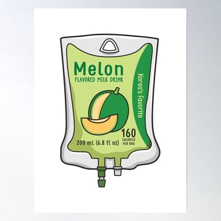 Aesthetic Korean Melon Milk Iv Bag For Medical And Nursing Students, Nurses, Doctors, And Health Workers Who Love Milk Poster Wall Art, Modern Wall Decor, 8x12 UNFRAMED