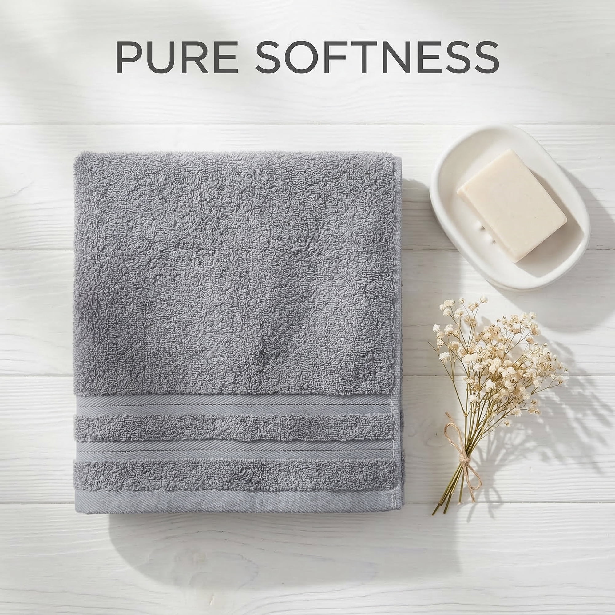 Unique Bargains 4Pcs Solid Cotton Absorbent Washcloths Dark Grey 13" x 13"