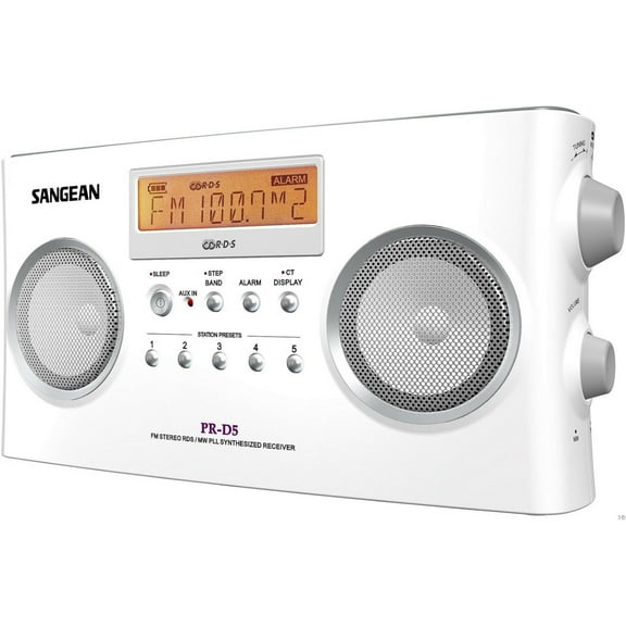 Sangean PR-D5 White Amfm Stereo Rbds Radio