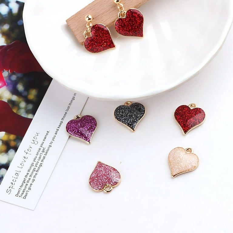 jewelry for women Heart Shape Charms Bling Charms For Jewelry Making  Valentine's Day DIY Earring Bracelet Necklace