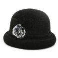 thumbnail image 1 of Sombrero redondo para mujer Sombrero vintage Acento floral Caqui, 1 of 2