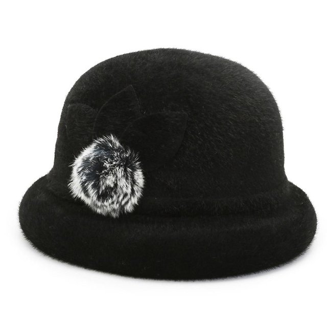 Sombrero redondo para mujer Sombrero vintage Acento floral Caqui