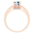 thumbnail image 4 of 1.465 ct Round Cut Natural Swiss Blue Topaz Solitaire with Simulated Diamond Accents 18K Rose Gold Womens Engagement Ring, 4 of 5