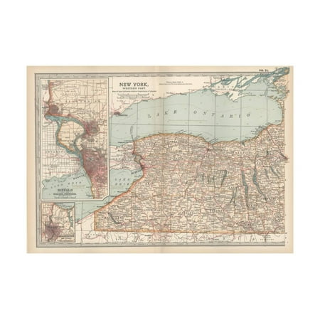 Plate 71 Map Of New York State Print Wall Art By Encyclopaedia Britannica - 