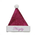 thumbnail image 2 of Northlight 21" Pink and White Shimmering Naughty Unisex Adult Christmas Santa Hat Costume Accessory, 2 of 2