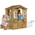 thumbnail image 3 of Outsunny Wooden Playhouse for Kids Outdoor with Flower Pot Holders, Natural, 3 of 10