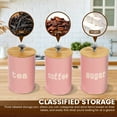 thumbnail image 5 of LINFANG 3Pcs Tea Coffee Sugar Canister Metal Kitchen Container with Airtight Bamboo Lid Countertop Round Coffee Storage Jar for Beans Flour Spice, 5 of 9
