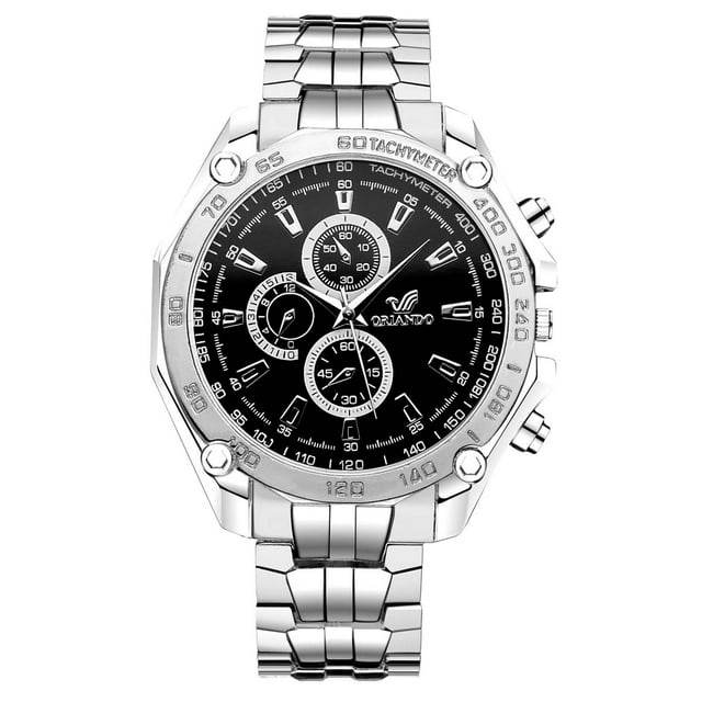 PVCS Montre Homme Mode Horloge Acier Inoxydable Décontractée Habillée Poignet Cristal Bijoux