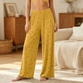 thumbnail image 2 of Kaemgyyd Women's Comfy Pajamas Stretch Pj Bottoms Pants Elastic High Waisted Polka Dots Pants Wide Leg Lounge Trousers（Yellow,X-Large）, 2 of 7