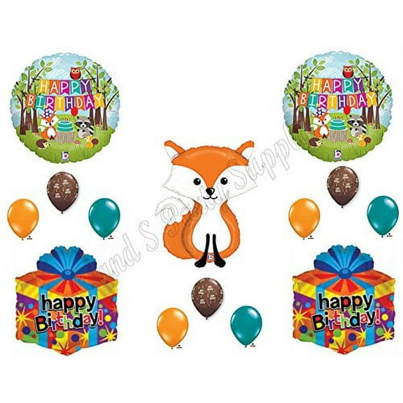WOODLAND FRIENDS FOX HAPPY BIRTHDAY Balloons Decoration Supplies Forrest Animals by Anagram