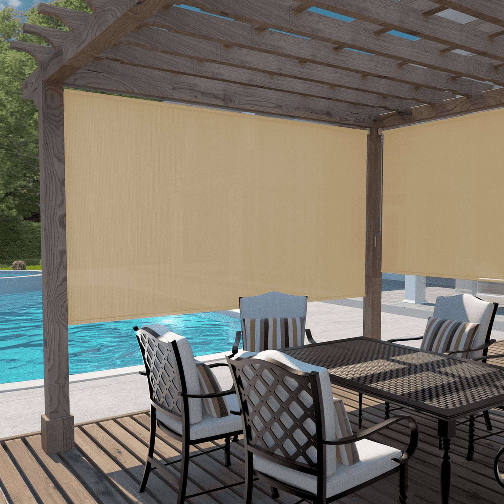 Coolaroo Wand Operated Outdoor Roller Shade; 90% UV Block, 6' x 6', Southern Sunset