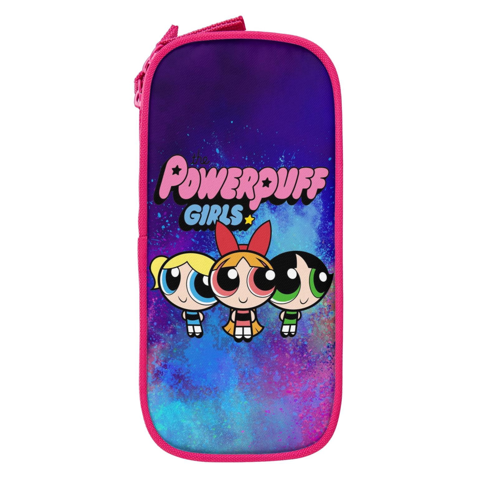 The Powerpuff Gi-rls Pencil Case Large Capacity Pencil Pouch Penbag Office Stationery Organizer Travel Makeup Bag Pink