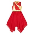 thumbnail image 3 of iiniim Girls Liturgical Praise Dance Dress Color Block Asymmetrical Worship Church Prayers Dancewear Red 14, 3 of 7