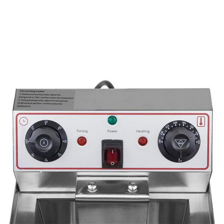 ROVSUN 12.5QT/11.8L Electric Deep Fryer w/Frying Basket, Timer, Drain, &  Lid, Commercial Countertop Single Tank Frying Machine, Adjustable