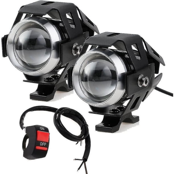2 faros delanteros de motocicleta U5, 15 W, 3000 lm, faro LED para motocicleta con interruptor de 3 modos, faro adicional, rango de proyector de motocicleta resistente al agua IP65